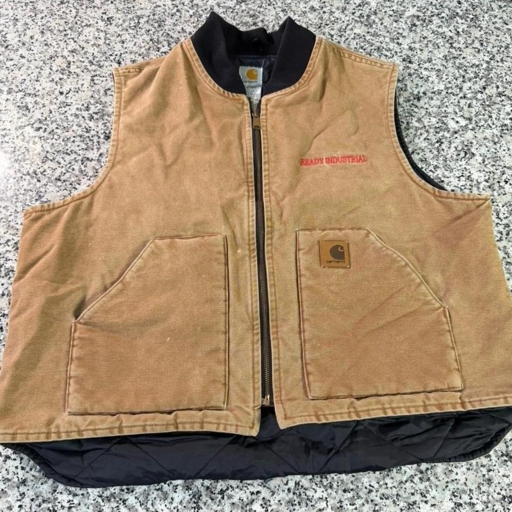 Carhartt Brown Vtg Duck Quilted Canvas Artic Workwear Vest 2XL‎
